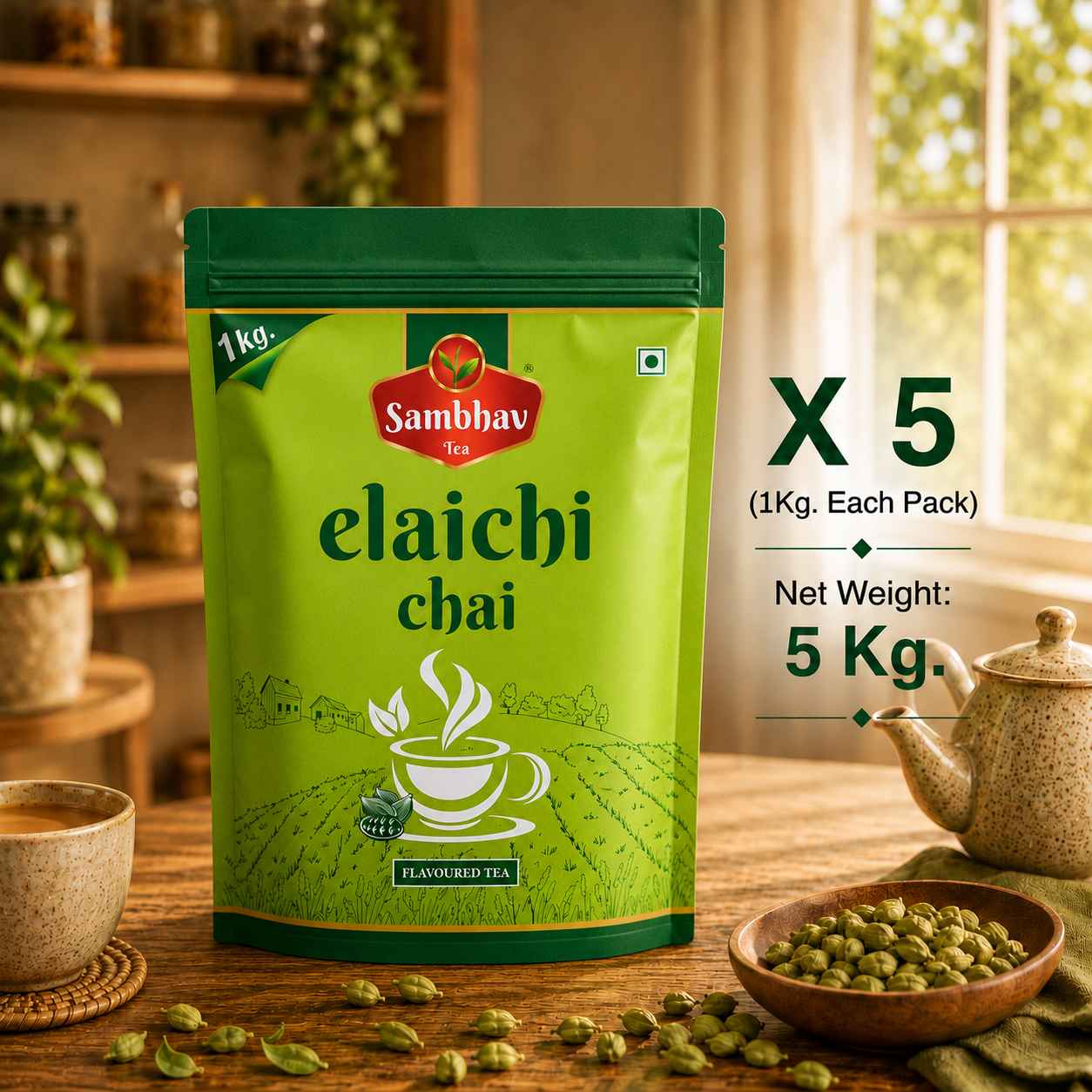 Sambhav Tea Elaichi In Standee Pouch (1 Kg)