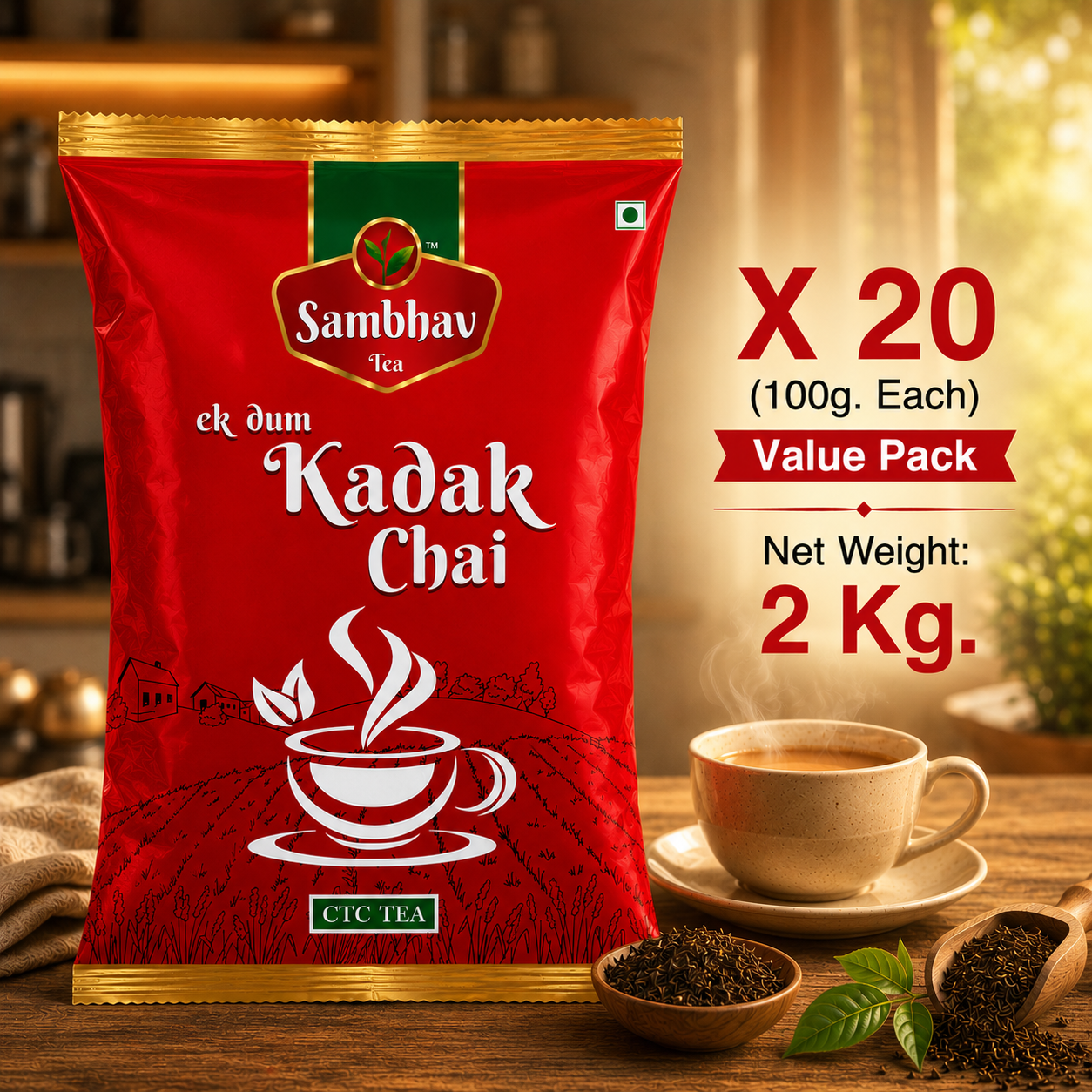 Sambhav Tea Ek Dum Kadak In Pouch (100 gm)