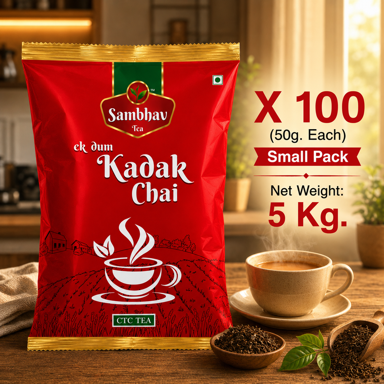 Sambhav Tea Ek Dum Kadak In Pouch (50 gm)(Rs. 20)