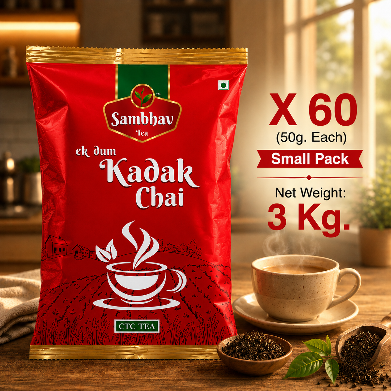 Sambhav Tea Ek Dum Kadak In Pouch (50 gm)(Rs. 20)