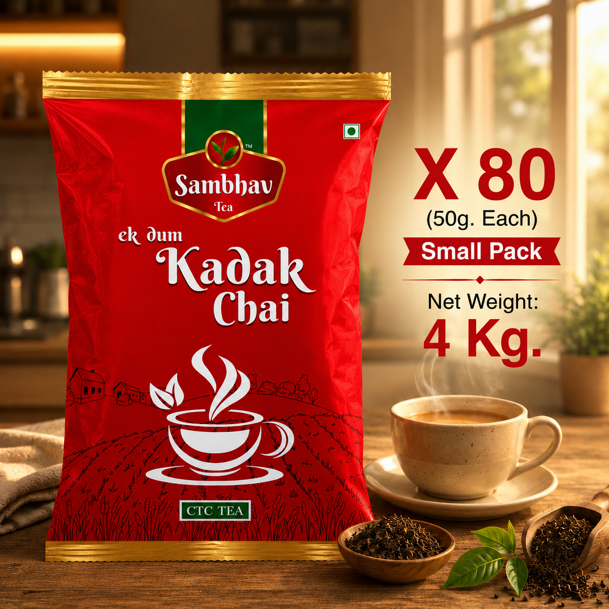 Sambhav Tea Ek Dum Kadak In Pouch (50 gm)(Rs. 20)