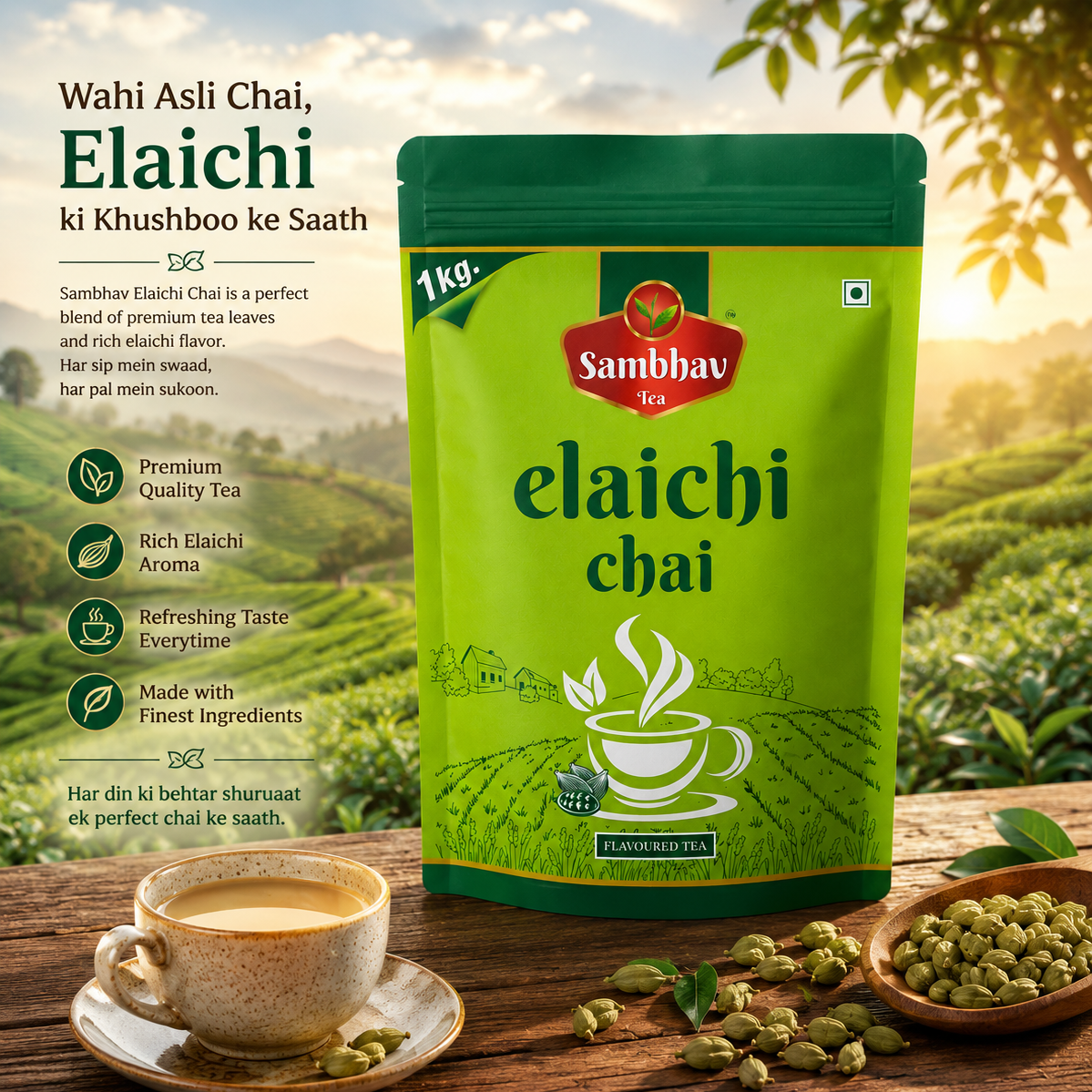 Sambhav Tea Elaichi In Standee Pouch (1 Kg)
