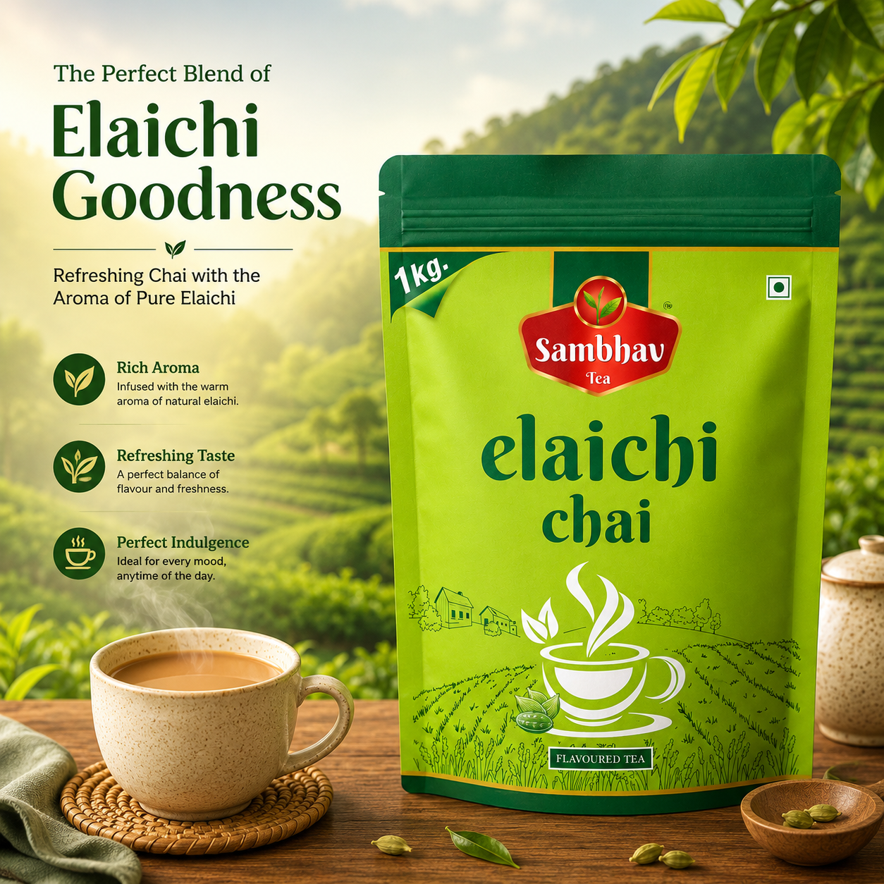 Sambhav Tea Elaichi In Standee Pouch (1 Kg)