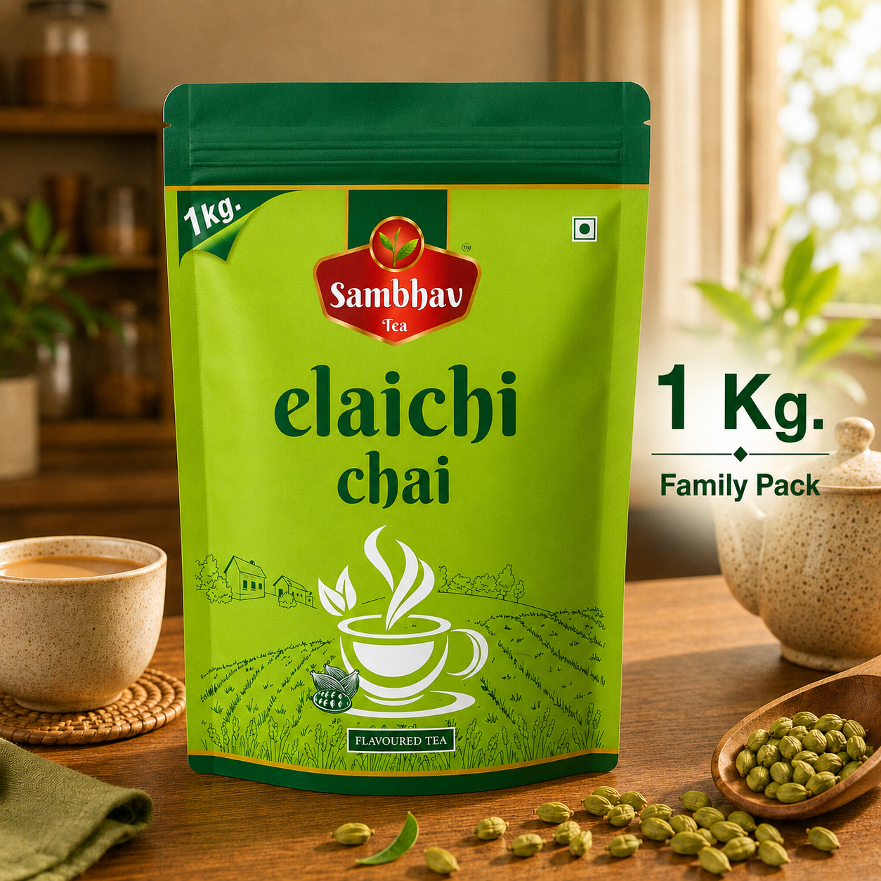 Sambhav Tea Elaichi In Standee Pouch (1 Kg)