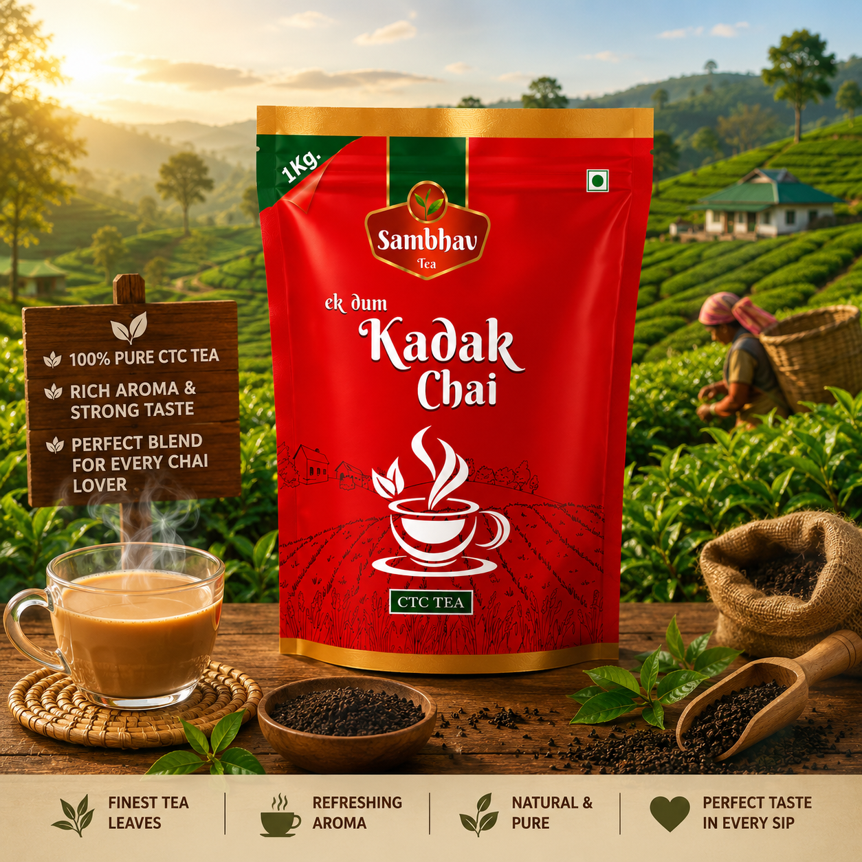 Sambhav Tea Ek Dum Kadak In Standee Pouch (1 Kg)